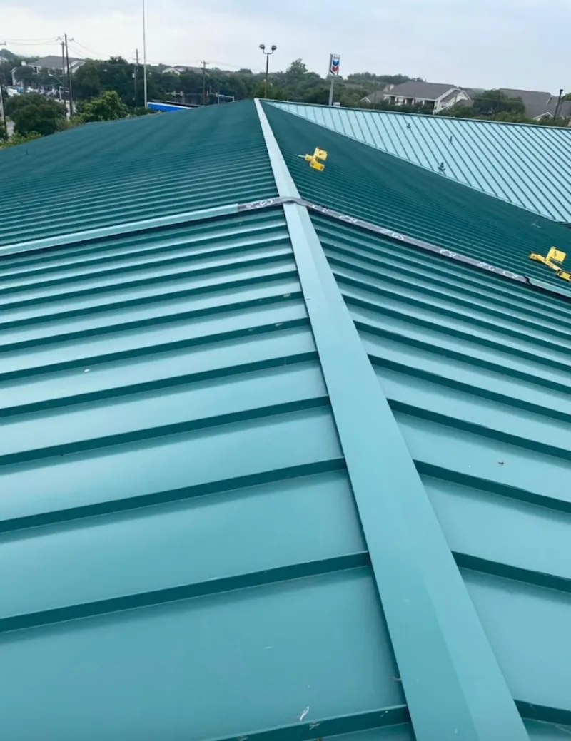 Green commercial metal roof ridge and valley for Metal Roof Repair in San Clemente